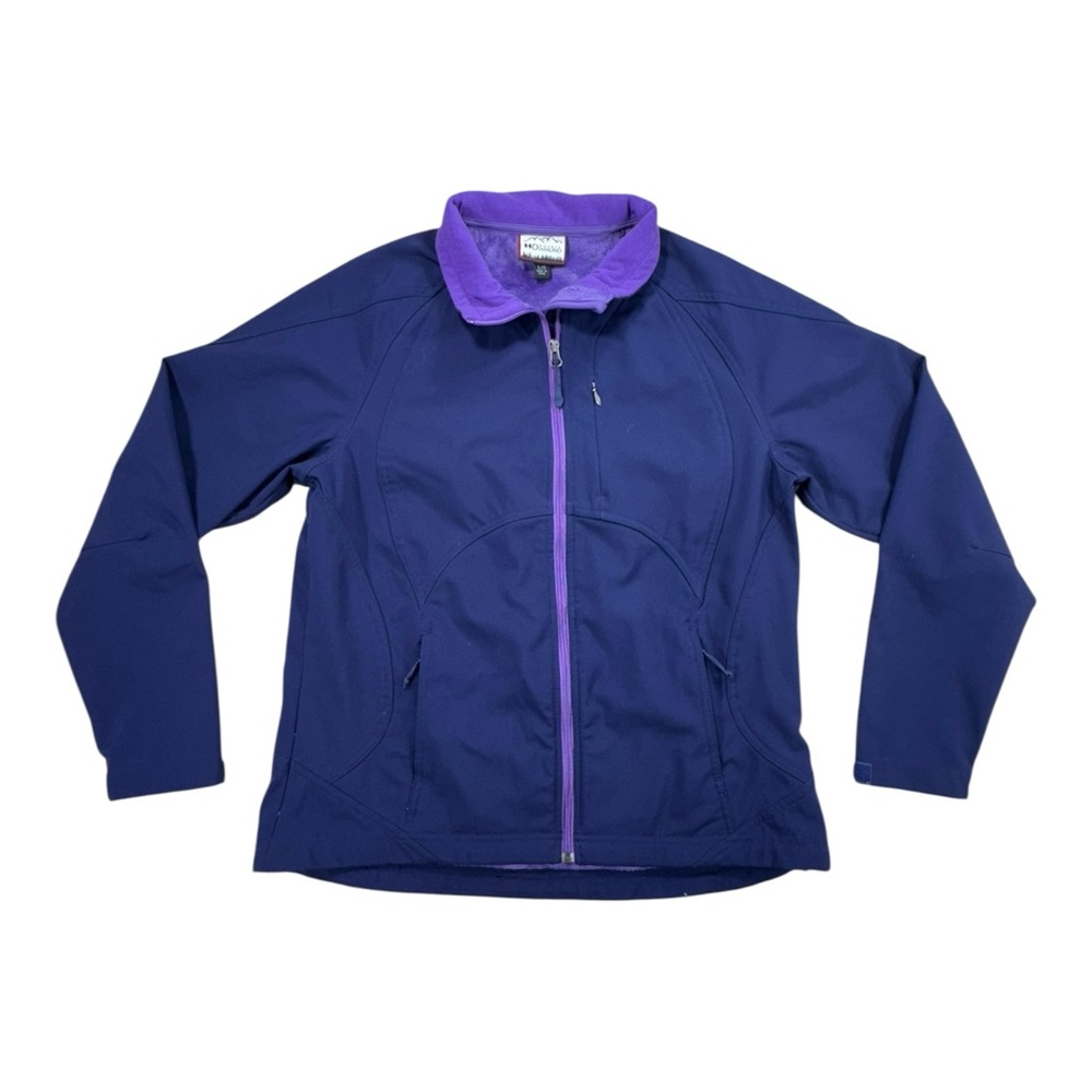 Double Diamond Softshell Fleece Jacket Navy Purple L Active Outdoor Gorpcore